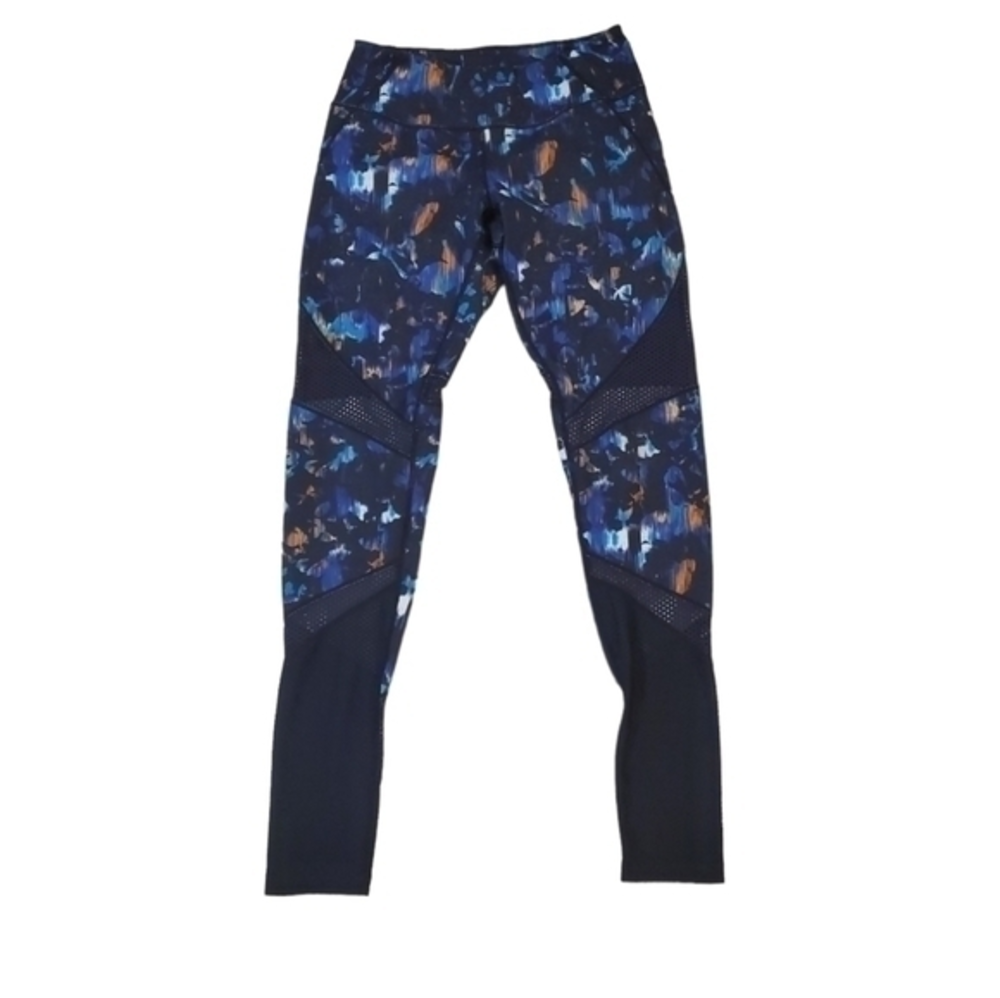 Zella Women's Blue Patterned Mesh Panels‎ Workout Leggings XS